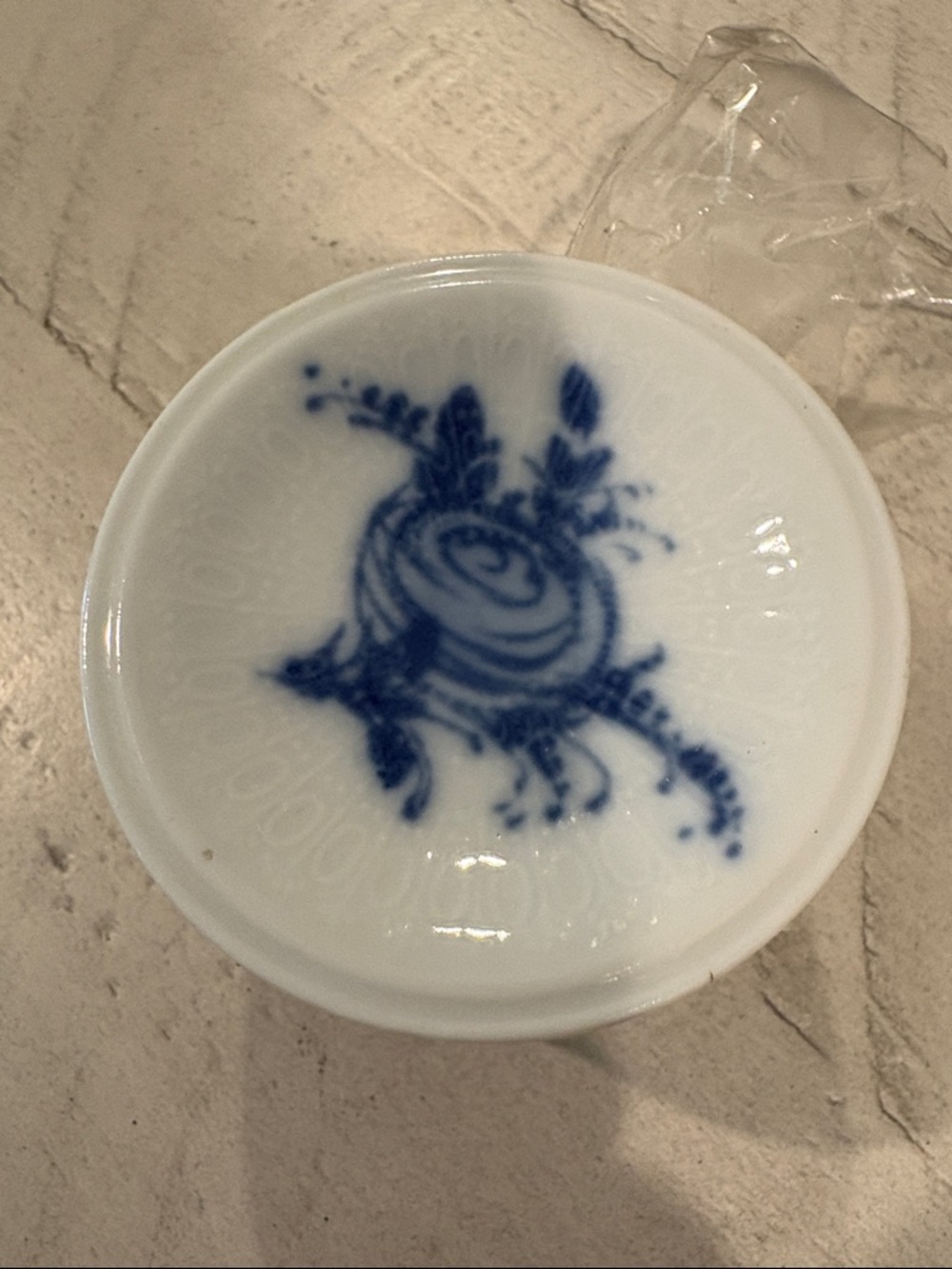 Rosenthal White Porcelain Trinket Dish with Blue Floral Motif